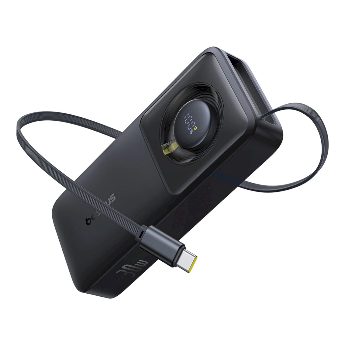 Baseus Free2Pull 10000mAh 30W Power Bank su USB-C jungtimi, ištraukiamas USB-C kabelis – juodas Baseus Free2Pull 10000mAh 30W Power Bank su USB-C jungtimi, ištraukiamas USB-C kabelis – juodas