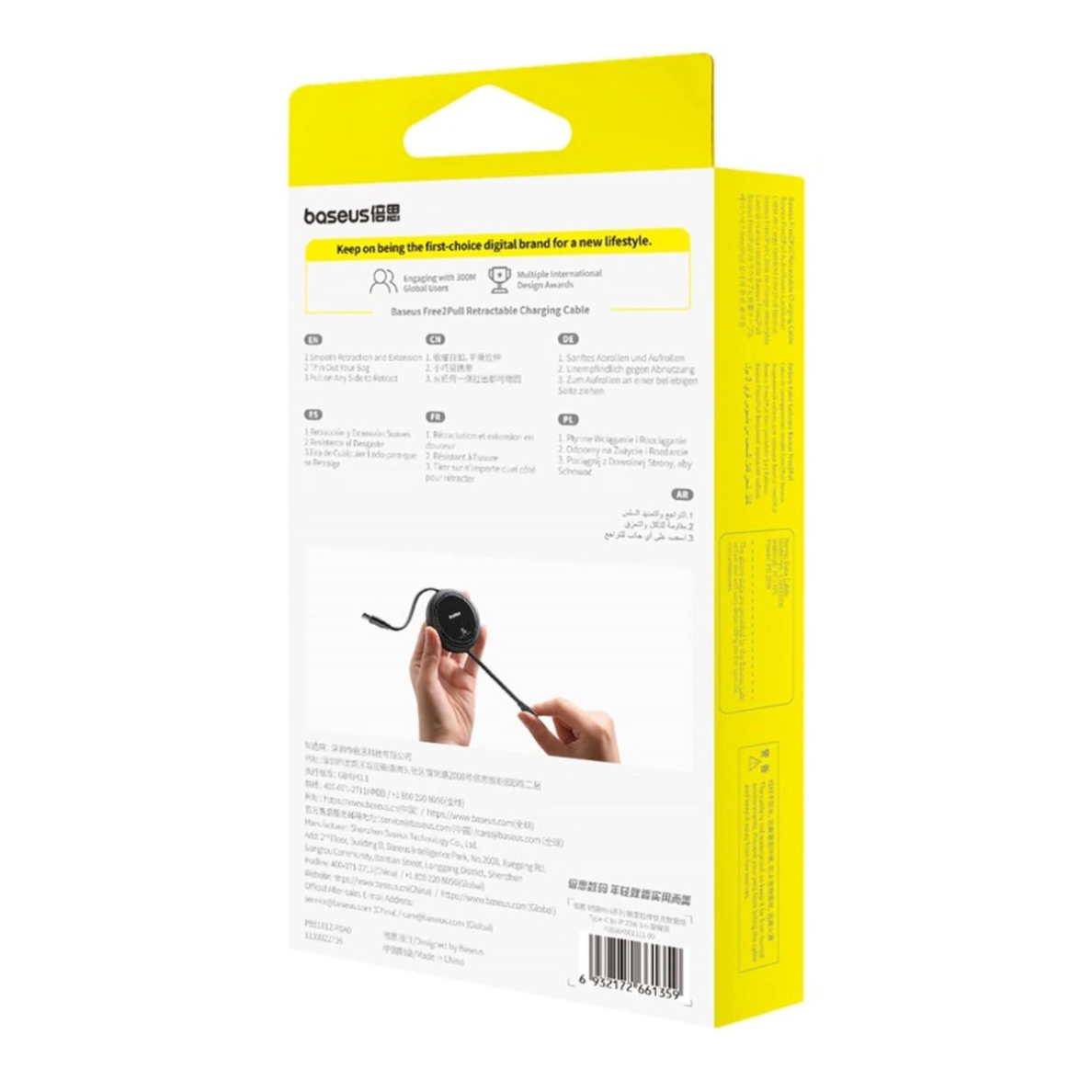 Baseus Free2Pull ištraukiamas USB-C / Lightning kabelis 20W 1 m – juodas 7