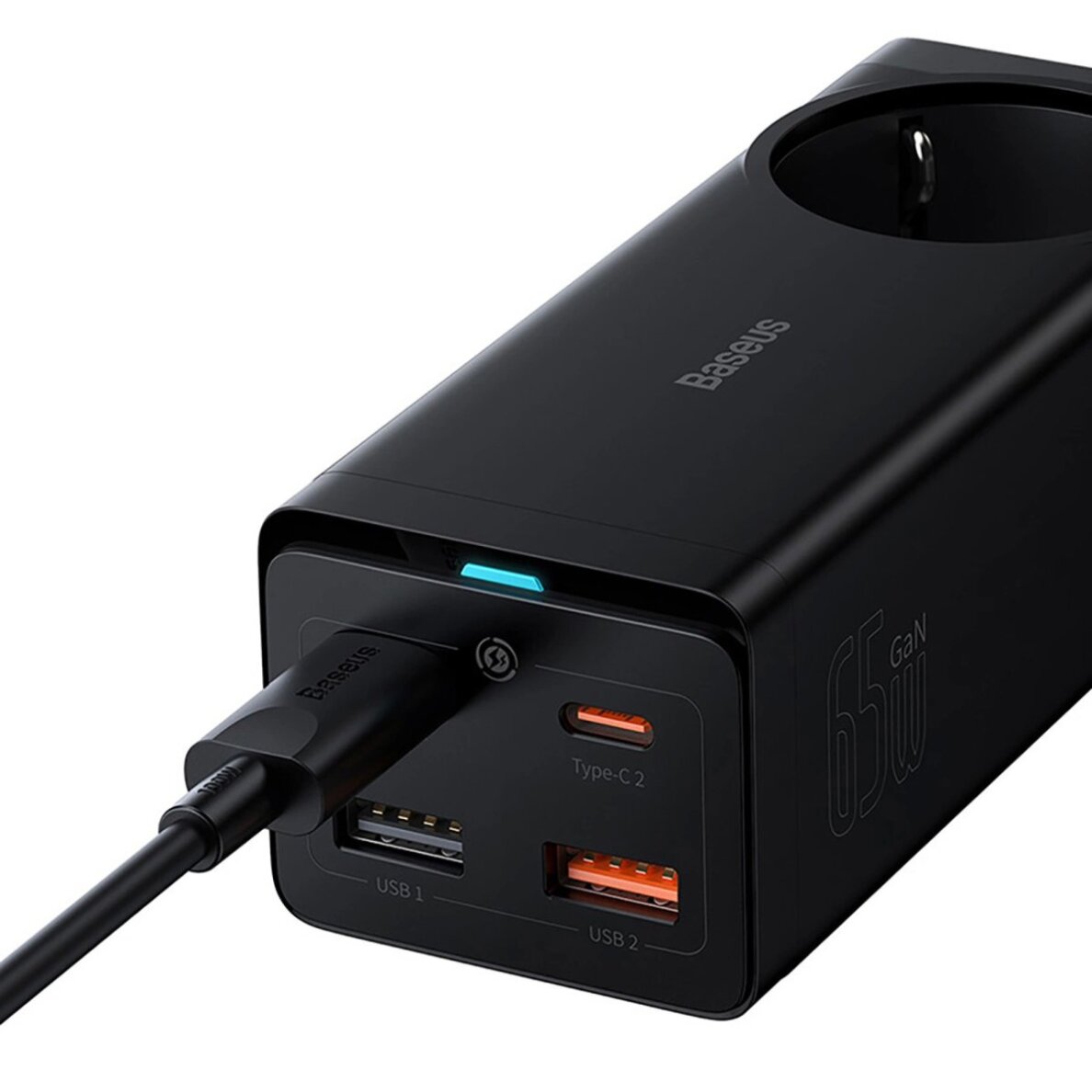 Įkrovimo stotelė Baseus GaN3 Pro 65 W EU + 2 × USB-C + 2 × USB-A su Baseus Xiaobai USB-C 100 W 1 m kabeliu – juoda 5 Įkrovimo stotelė Baseus GaN3 Pro 65 W EU + 2 × USB-C + 2 × USB-A su Baseus Xiaobai USB-C 100 W 1 m kabeliu – juoda 5