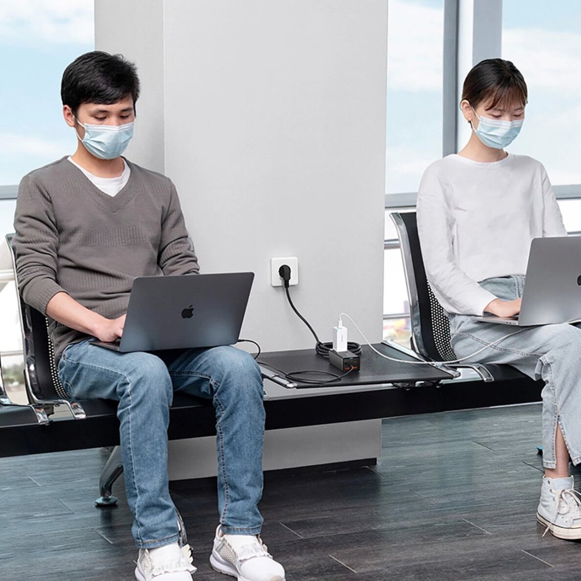 Įkrovimo stotelė Baseus GaN3 Pro 65 W EU + 2 × USB-C + 2 × USB-A su Baseus Xiaobai USB-C 100 W 1 m kabeliu – juoda 7