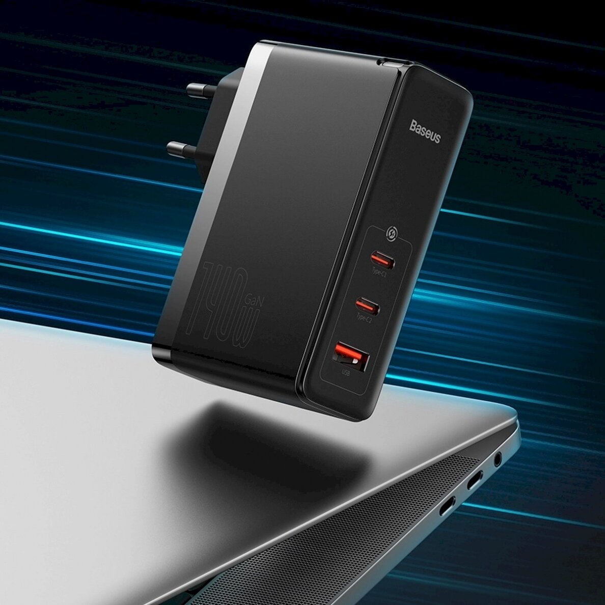 Baseus GaN5 Pro fast Įkroviklis 2xUSB-C + USB 140W EU Juodas (CCGP100201) 12 Baseus GaN5 Pro fast Įkroviklis 2xUSB-C + USB 140W EU Juodas (CCGP100201) 12