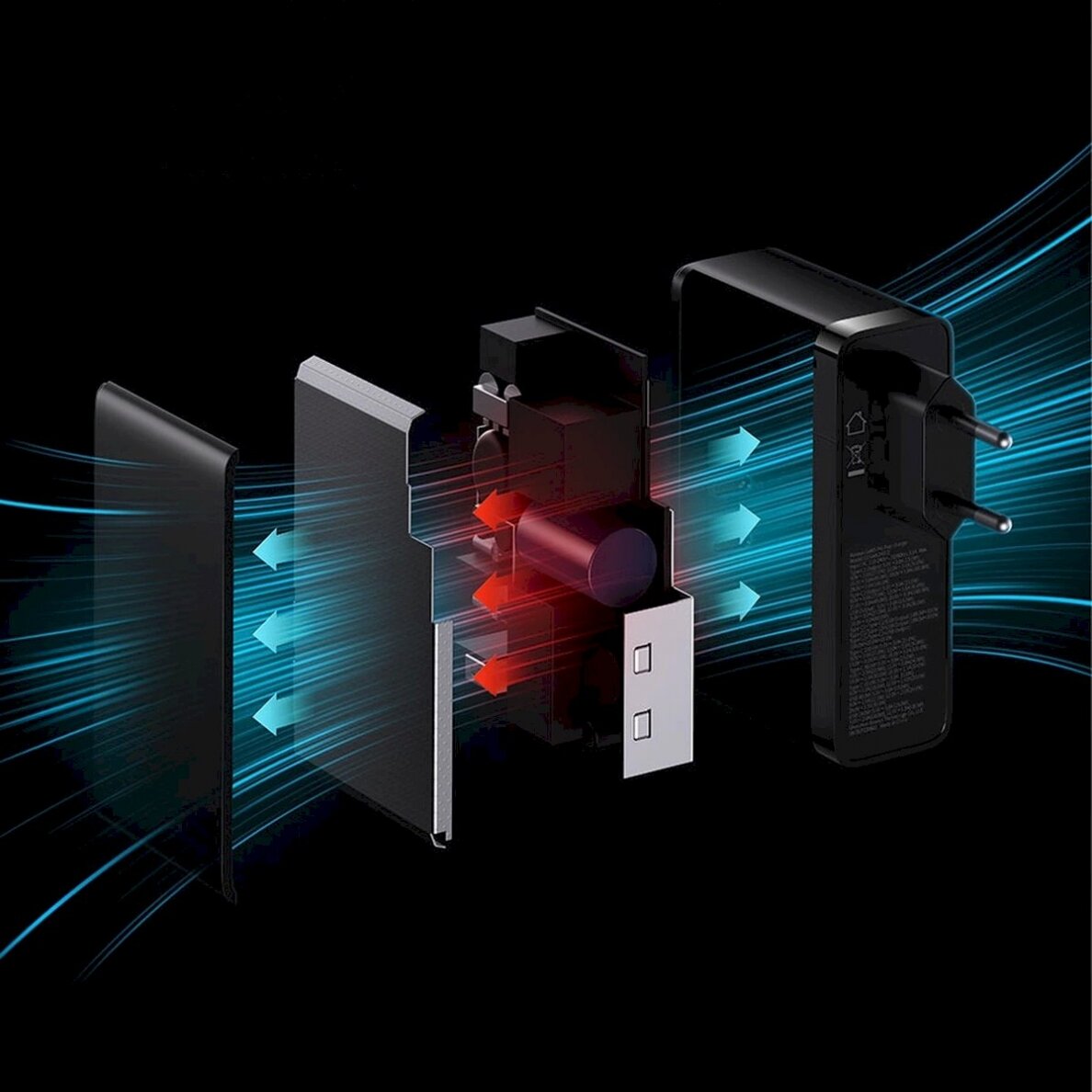 Baseus GaN5 Pro fast Įkroviklis  2xUSB-C + USB 140W EU Juodas (CCGP100201) 19