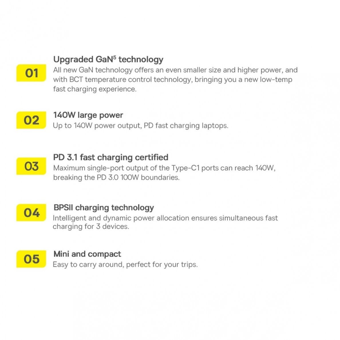 Baseus GaN5 Pro fast Įkroviklis  2xUSB-C + USB 140W EU Juodas (CCGP100201) 29