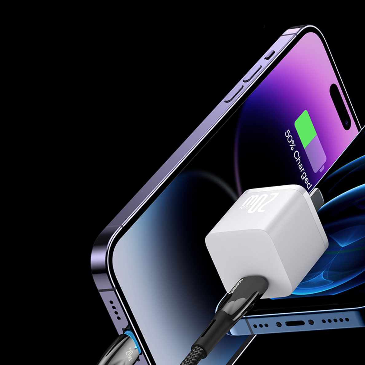 Baseus Glimmer Series cable with fast charging USB-C 480Mb/s PD 100W 1m Juodas 16 Baseus Glimmer Series cable with fast charging USB-C 480Mb/s PD 100W 1m Juodas 16