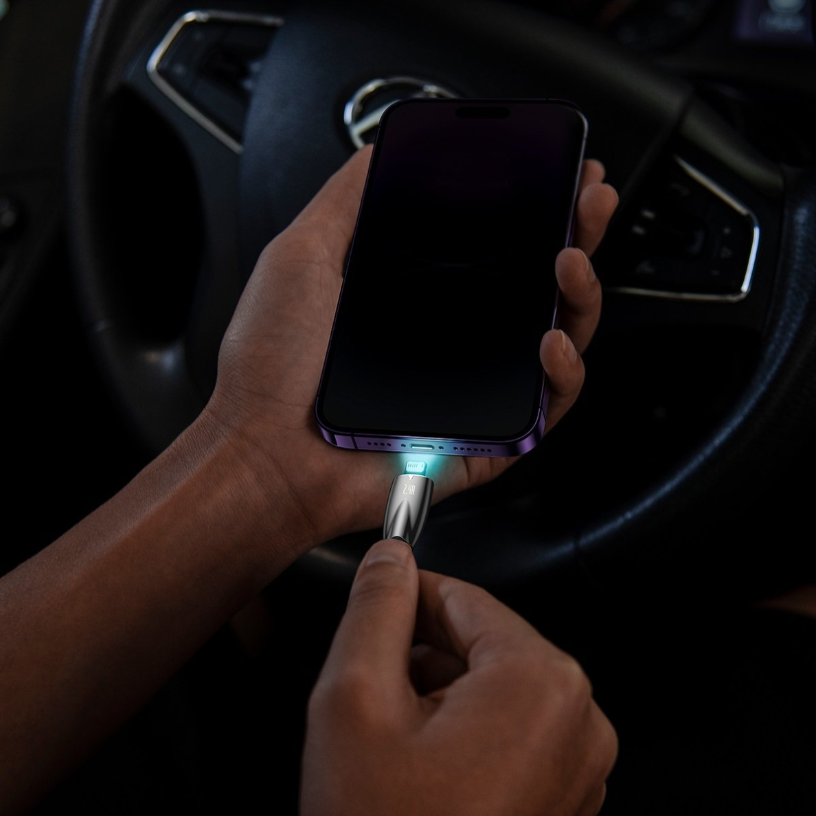 Baseus Glimmer Series cable with fast charging USB-C - Lightning 480Mb/s 2.4A 2m black 8 Baseus Glimmer Series cable with fast charging USB-C - Lightning 480Mb/s 2.4A 2m black 8