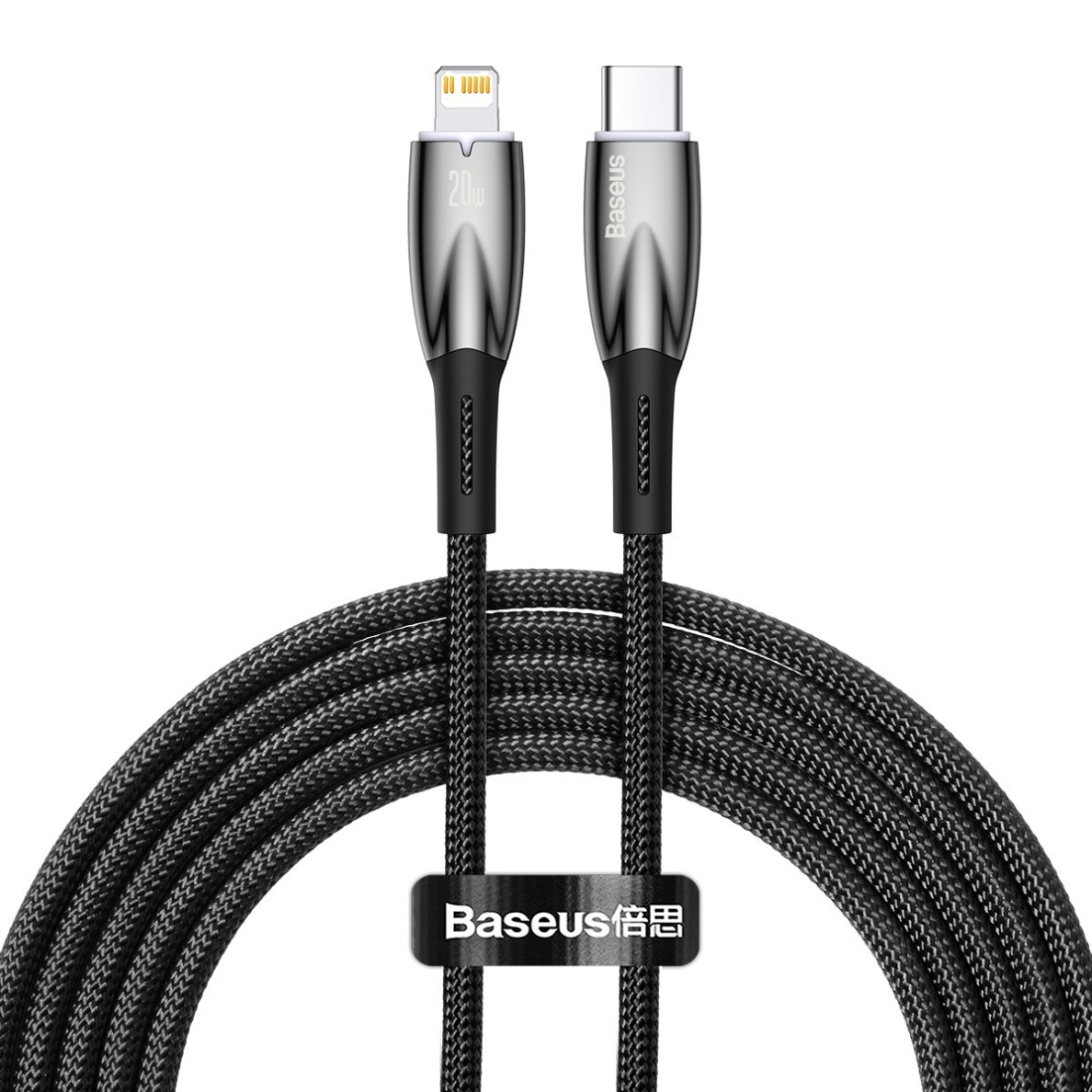 Baseus Glimmer Series cable with fast charging USB-C - Lightning 480Mb/s PD 20W 2m Juodas Baseus Glimmer Series cable with fast charging USB-C - Lightning 480Mb/s PD 20W 2m Juodas