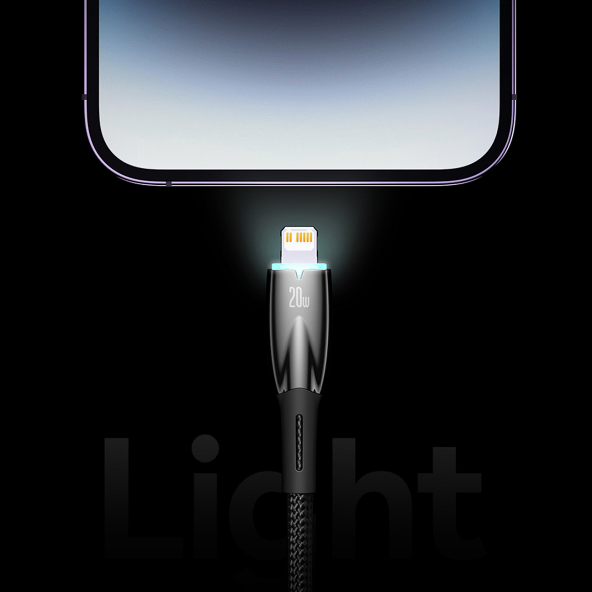 Baseus Glimmer Series fast charging cable USB-A - USB-C 100W 480Mbps 1m white 11 Baseus Glimmer Series fast charging cable USB-A - USB-C 100W 480Mbps 1m white 11