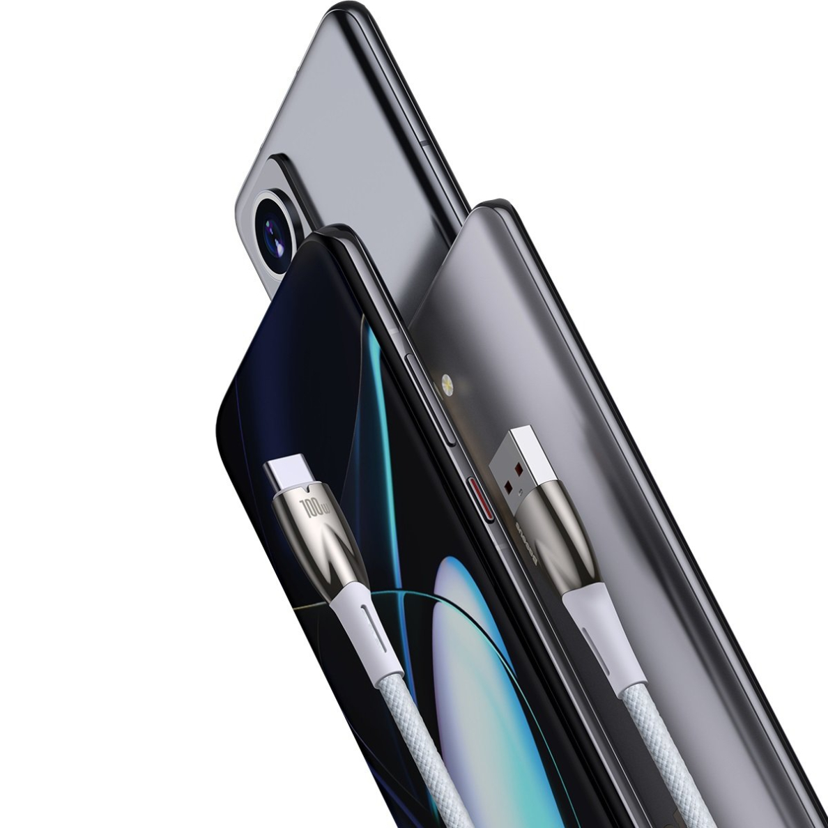 Baseus Glimmer Series fast charging cable USB-A - USB-C 100W 480Mbps 1m white 3 Baseus Glimmer Series fast charging cable USB-A - USB-C 100W 480Mbps 1m white 3