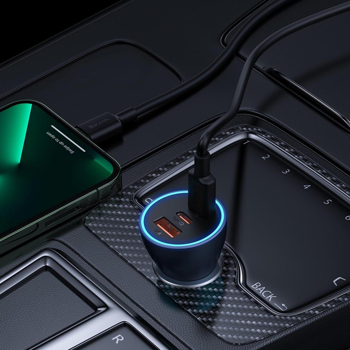 Baseus Golden Contactor Pro USB-A car charger + 2x USB-C 65W dark gray (CGJP010013) 8 Baseus Golden Contactor Pro USB-A car charger + 2x USB-C 65W dark gray (CGJP010013) 8