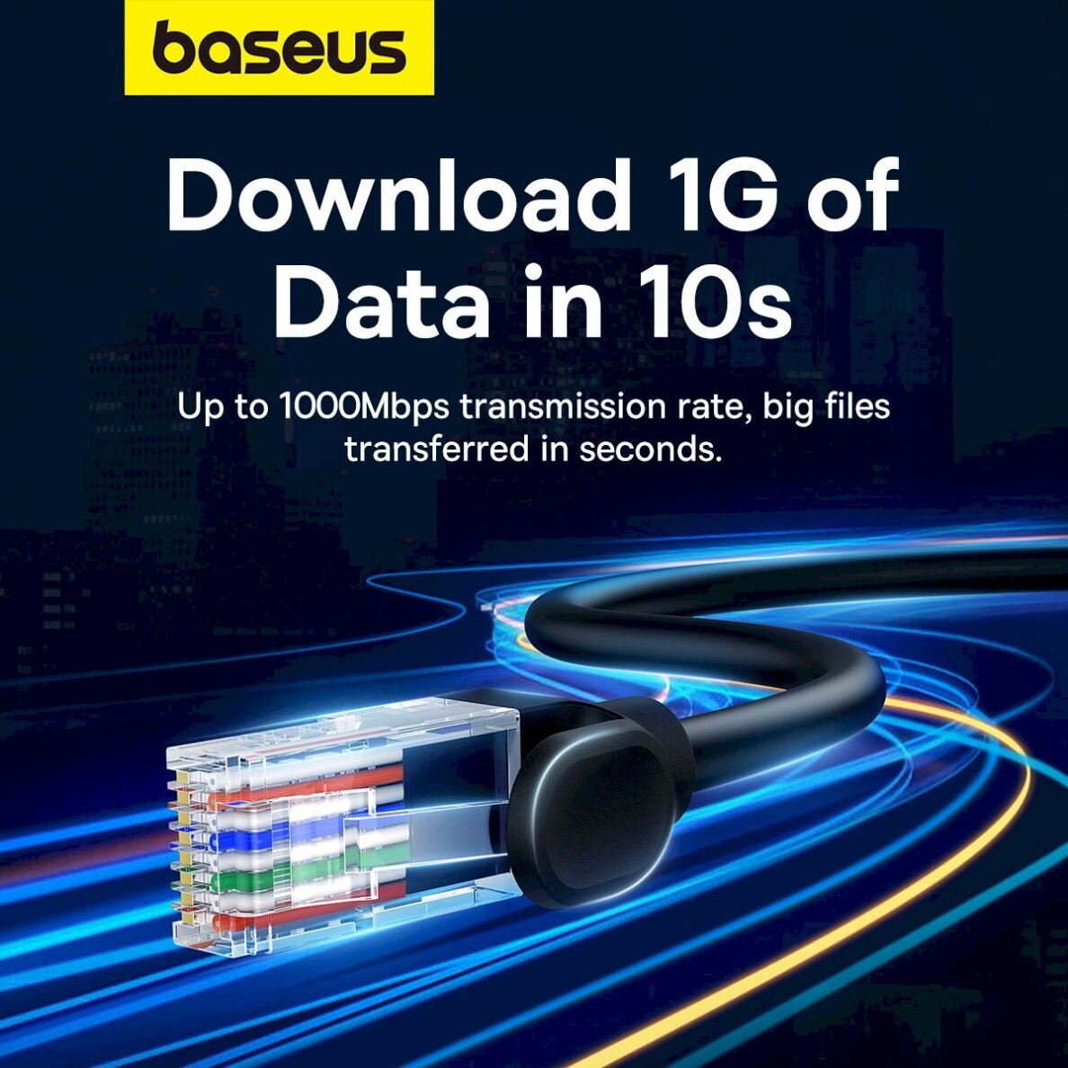 Tinklo kabelis Baseus High Speed Cat 5 RJ-45 1000 Mb/s 8 m – juodas 12 Tinklo kabelis Baseus High Speed Cat 5 RJ-45 1000 Mb/s 8 m – juodas 12