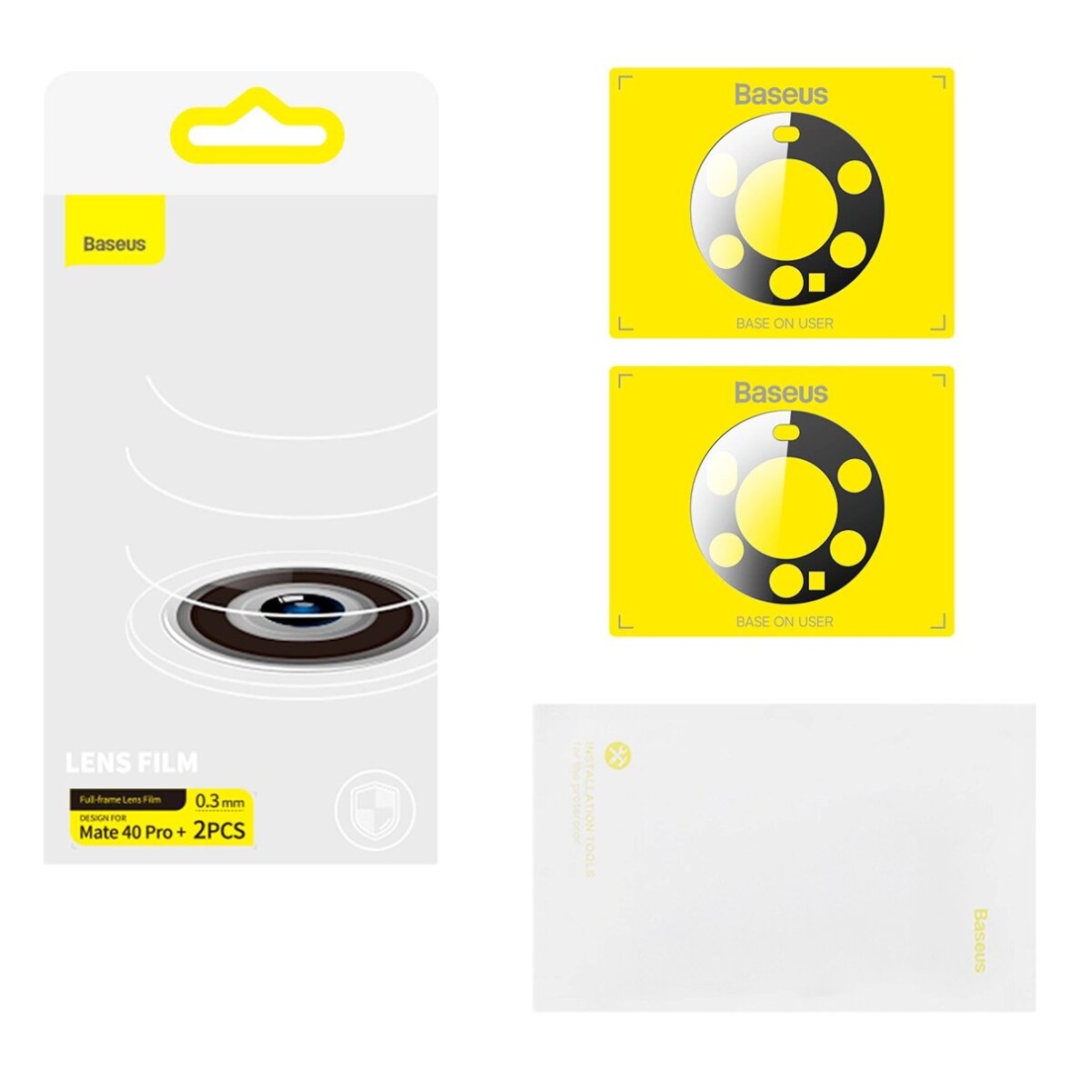 Huawei Mate 40 Pro+ Baseus kameros apsauga 0.3 mm (2 vnt.) skaidri + valymo rinkinys (SGQK000602) 6