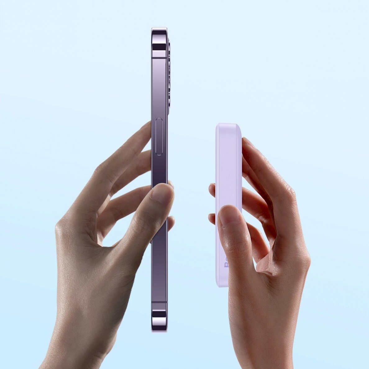 Baseus Magnetic Mini Induction Powerbank 10000mAh 20W - violetinis + USB-C - USB-C Kabelis 8