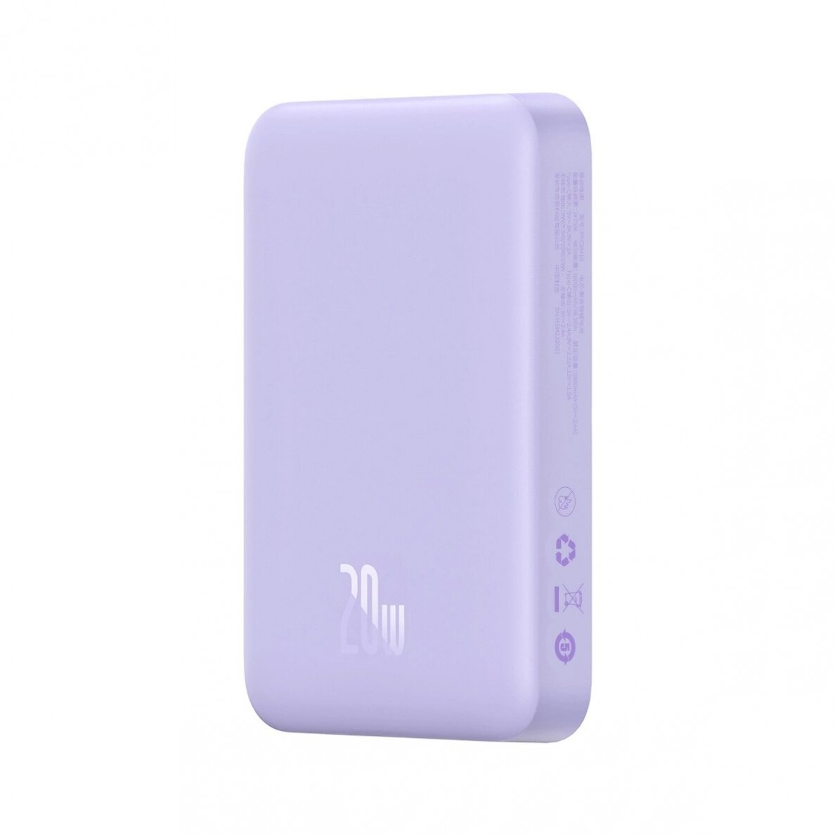 Baseus Magnetic Mini Induction Powerbank 10000mAh 20W - violetinis + USB-C - USB-C Kabelis