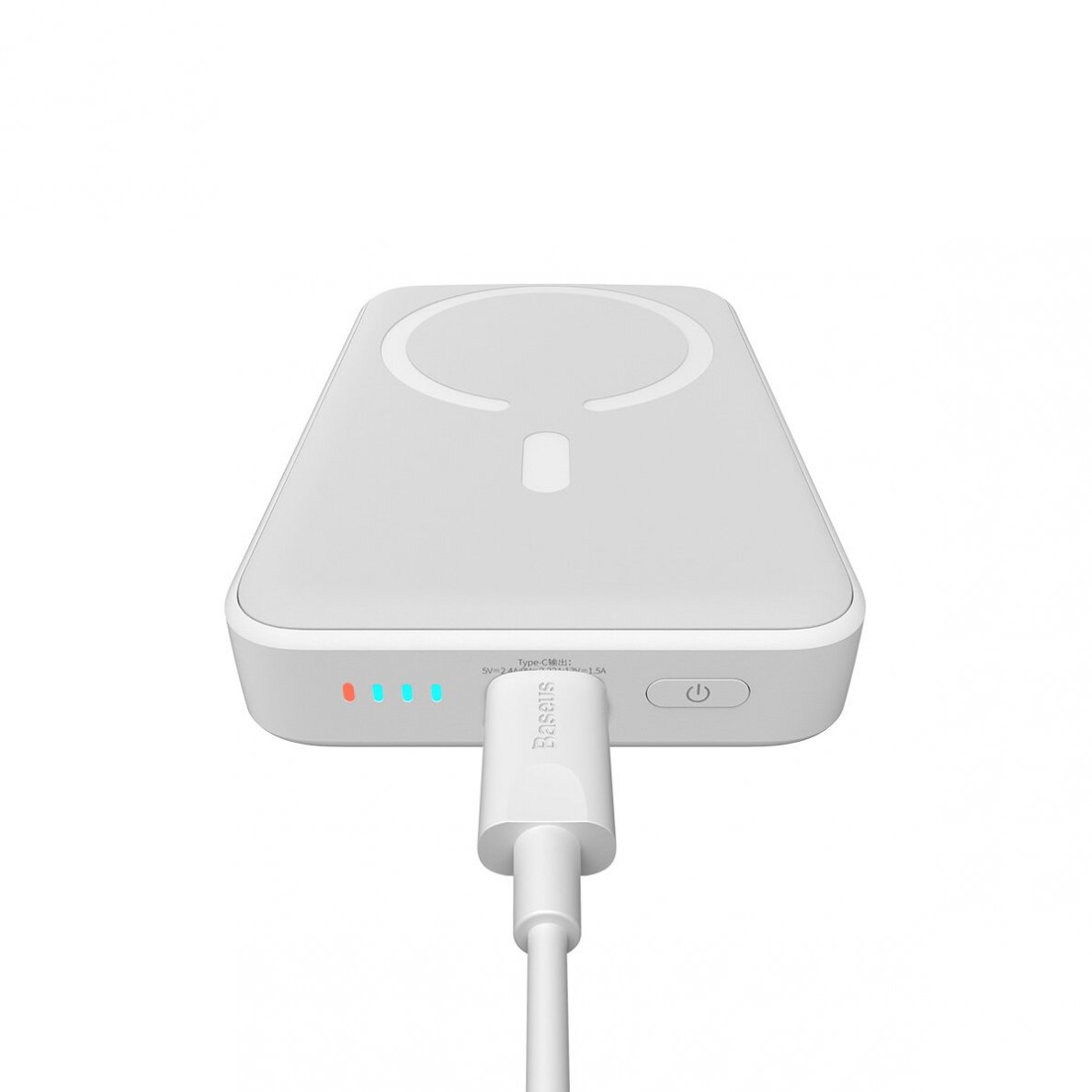 Baseus Magnetic Mini Power Bank with MagSafe 15W / PD Quick Charge QC 20W 10000mAh White (Overseas Edition) + Xiaobai Series USB-C Cable - USB-C 60W 3A 0.5m White 7