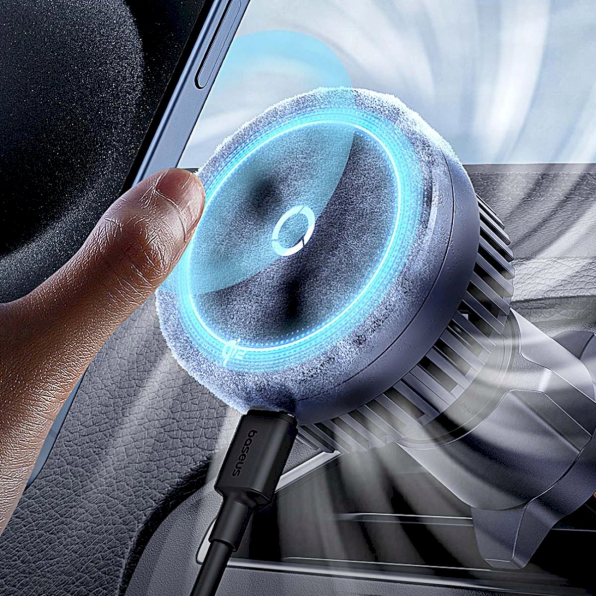 Baseus MagPro BS-CW04 automobilinis laikiklis su Qi2.0 15W belaidžiu įkrovikliu (grotelėms) – juodas 12