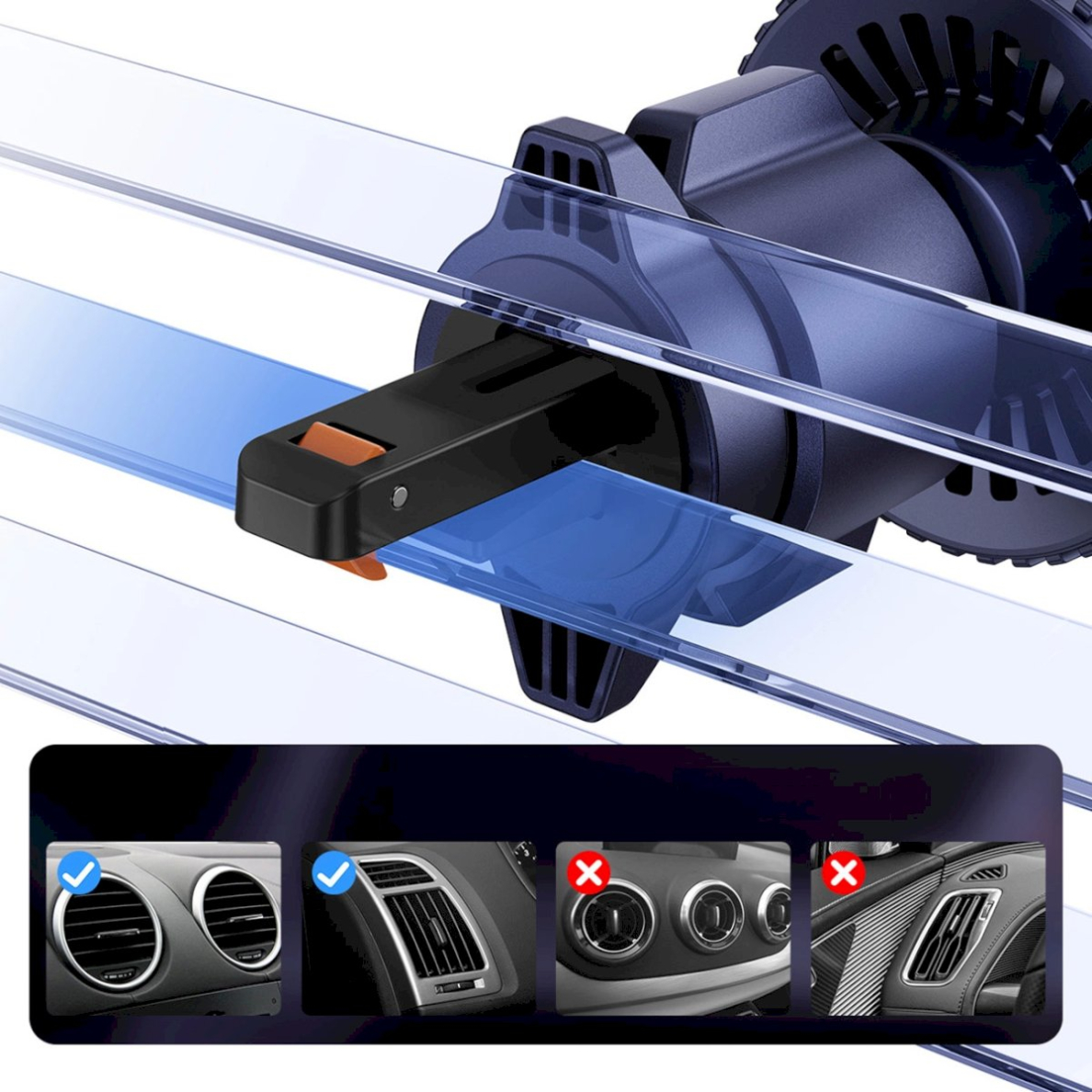 Baseus MagPro BS-CW04 automobilinis laikiklis su Qi2.0 15W belaidžiu įkrovikliu (grotelėms) – juodas 13