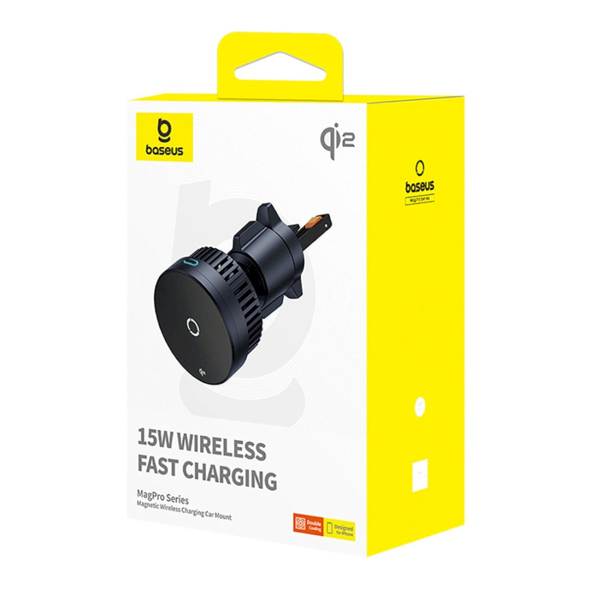 Baseus MagPro BS-CW04 automobilinis laikiklis su Qi2.0 15W belaidžiu įkrovikliu (grotelėms) – juodas 9