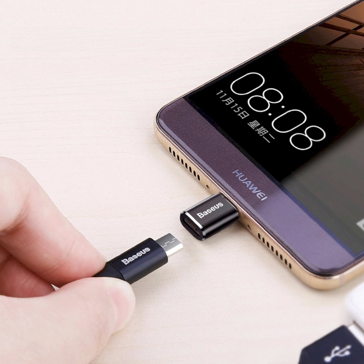 Baseus Mini Micro USB to USB-C adapter - Juodas 8 Baseus Mini Micro USB to USB-C adapter - Juodas 8