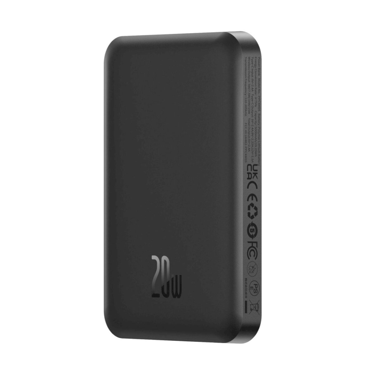 Išorinė baterija Baseus mini Power Bank 5000 mAh 20 W + USB-C kabelis (20 V/3 A) – juoda