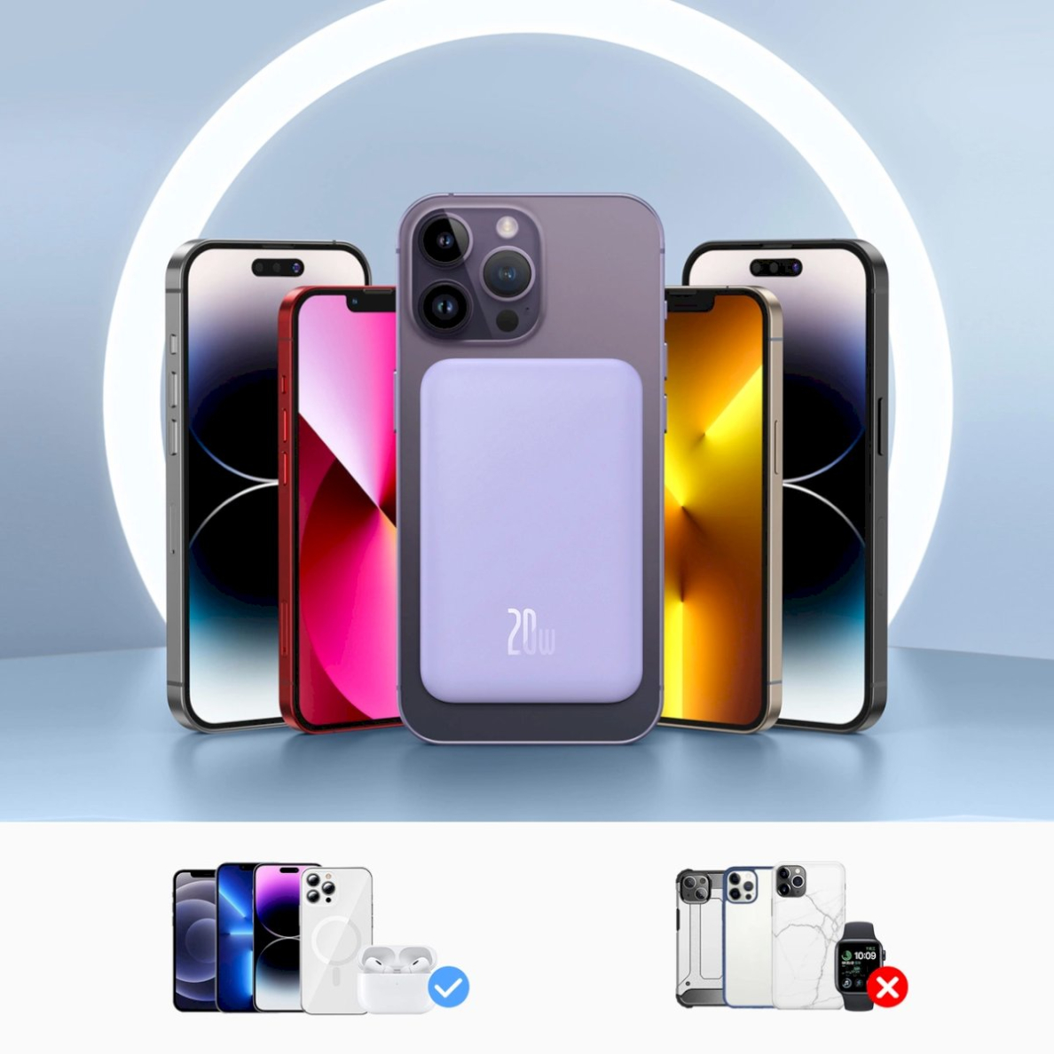 Baseus mini power bank 5000mAh 20W + USB-C Kabelis (20V/3A) - violetinis 12 Baseus mini power bank 5000mAh 20W + USB-C Kabelis (20V/3A) - violetinis 12