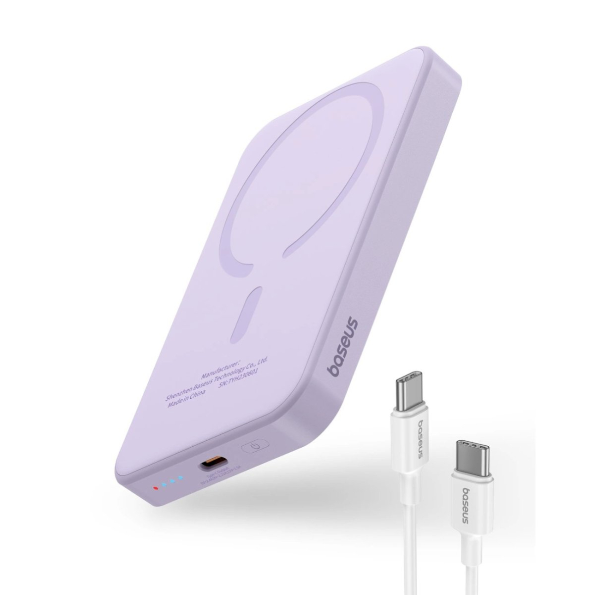 Baseus mini power bank 5000mAh 20W + USB-C Kabelis (20V/3A) - violetinis 2 Baseus mini power bank 5000mAh 20W + USB-C Kabelis (20V/3A) - violetinis 2