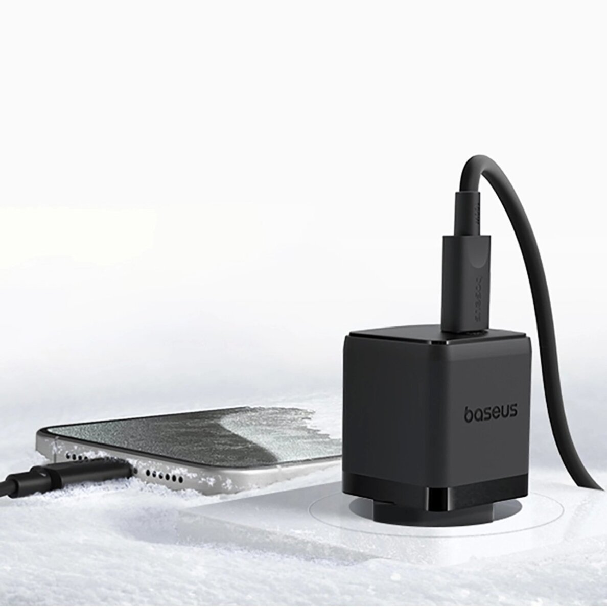 Sieninis įkroviklis Baseus Palm 1C 20 W su Baseus Mini White USB-C 60 W (20 V/3 A) 1 m kabeliu – juodas 10 Sieninis įkroviklis Baseus Palm 1C 20 W su Baseus Mini White USB-C 60 W (20 V/3 A) 1 m kabeliu – juodas 10