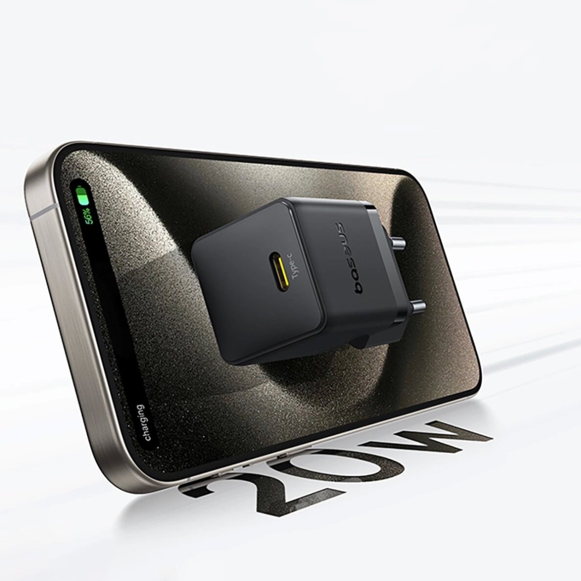 Sieninis įkroviklis Baseus Palm 1C 20 W su Baseus Mini White USB-C 60 W (20 V/3 A) 1 m kabeliu – juodas 9