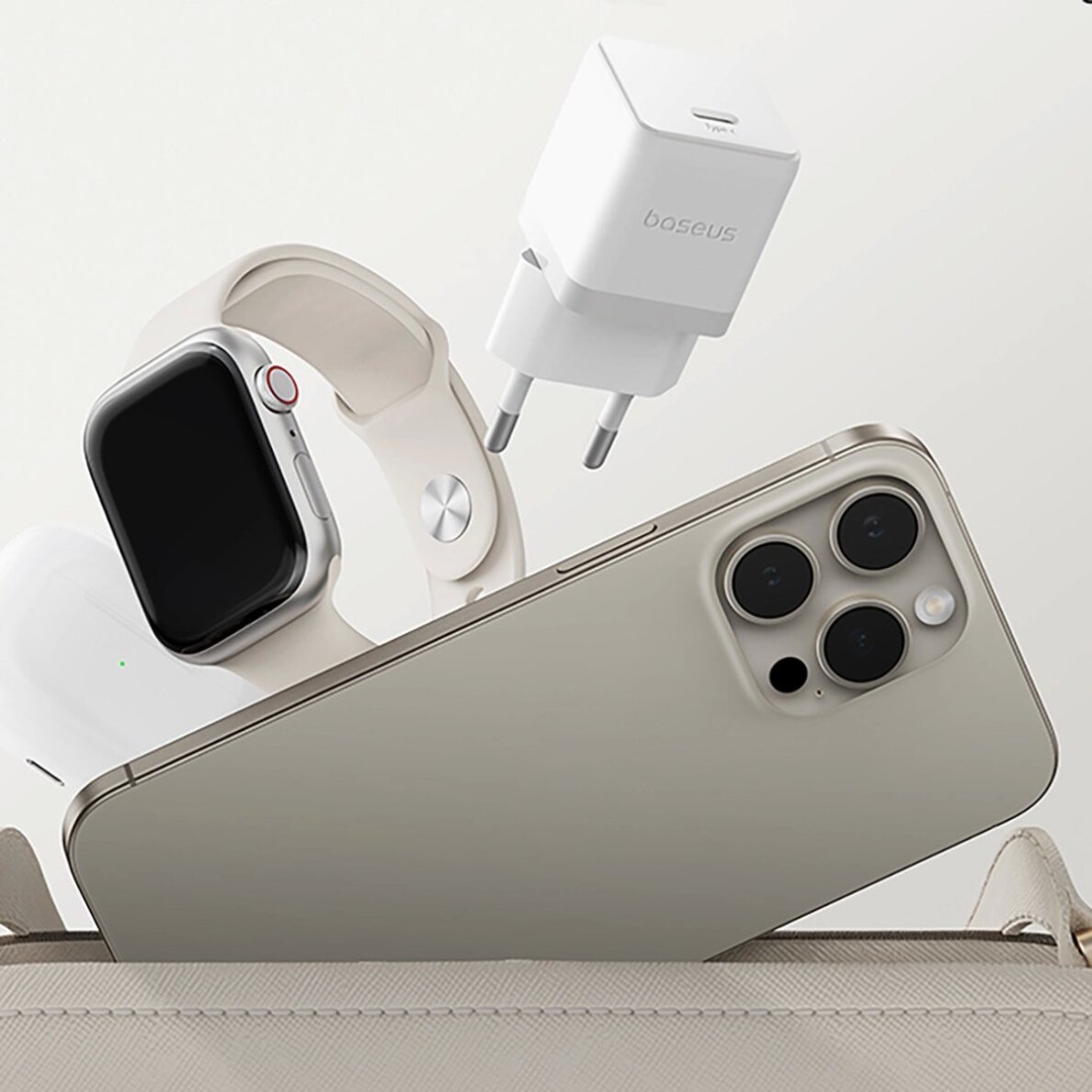 Sieninis įkroviklis Baseus Palm 1C 20 W su Baseus Mini White USB-C 60 W (20 V/3 A) 1 m kabeliu – baltas 10 Sieninis įkroviklis Baseus Palm 1C 20 W su Baseus Mini White USB-C 60 W (20 V/3 A) 1 m kabeliu – baltas 10