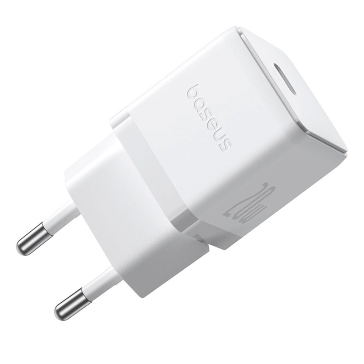 Sieninis įkroviklis Baseus Palm 1C 20 W su Baseus Mini White USB-C 60 W (20 V/3 A) 1 m kabeliu – baltas Sieninis įkroviklis Baseus Palm 1C 20 W su Baseus Mini White USB-C 60 W (20 V/3 A) 1 m kabeliu – baltas
