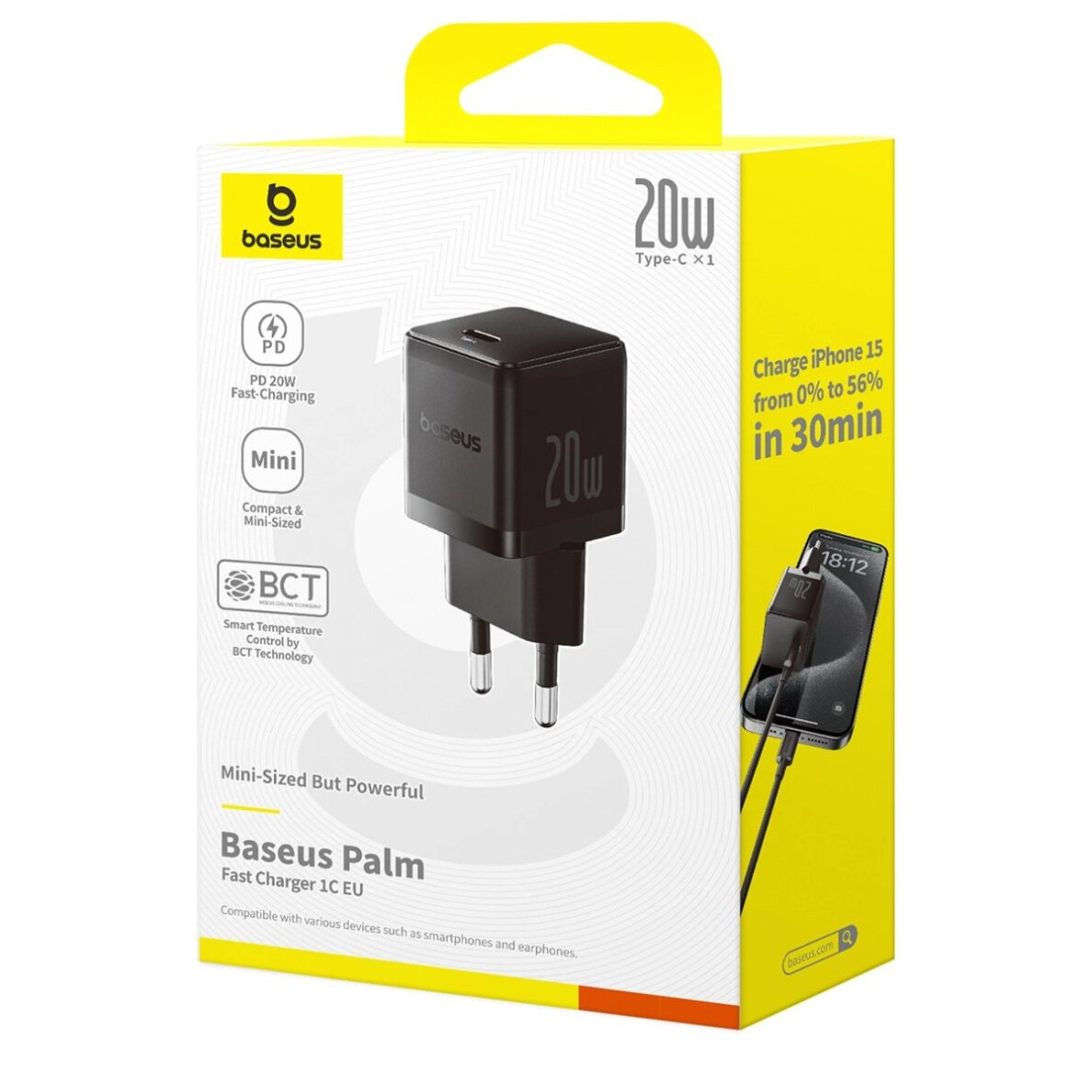 Sieninis įkroviklis Baseus Palm 20 W USB-C – juodas 5