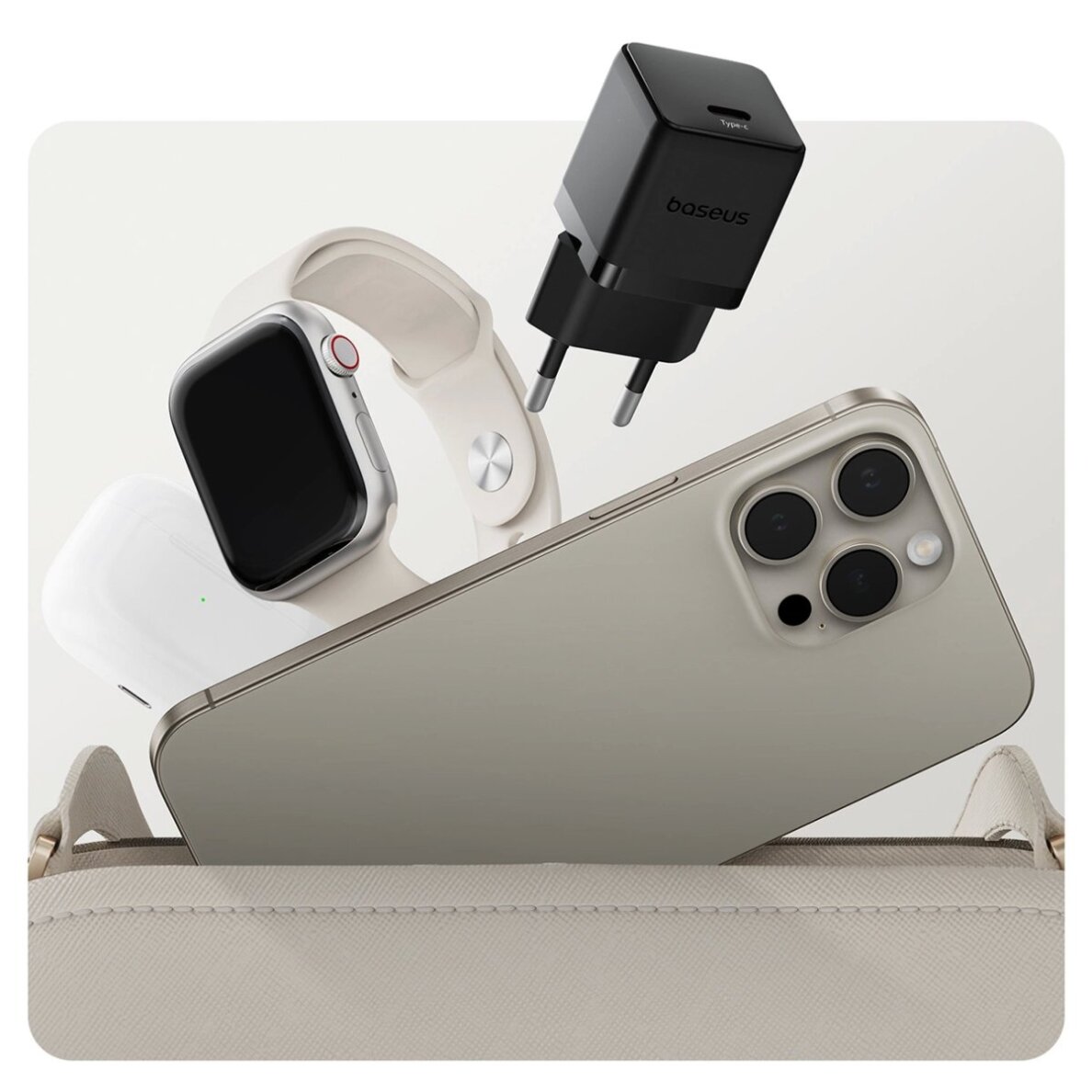 Sieninis įkroviklis Baseus Palm 20 W USB-C – juodas 6 Sieninis įkroviklis Baseus Palm 20 W USB-C – juodas 6