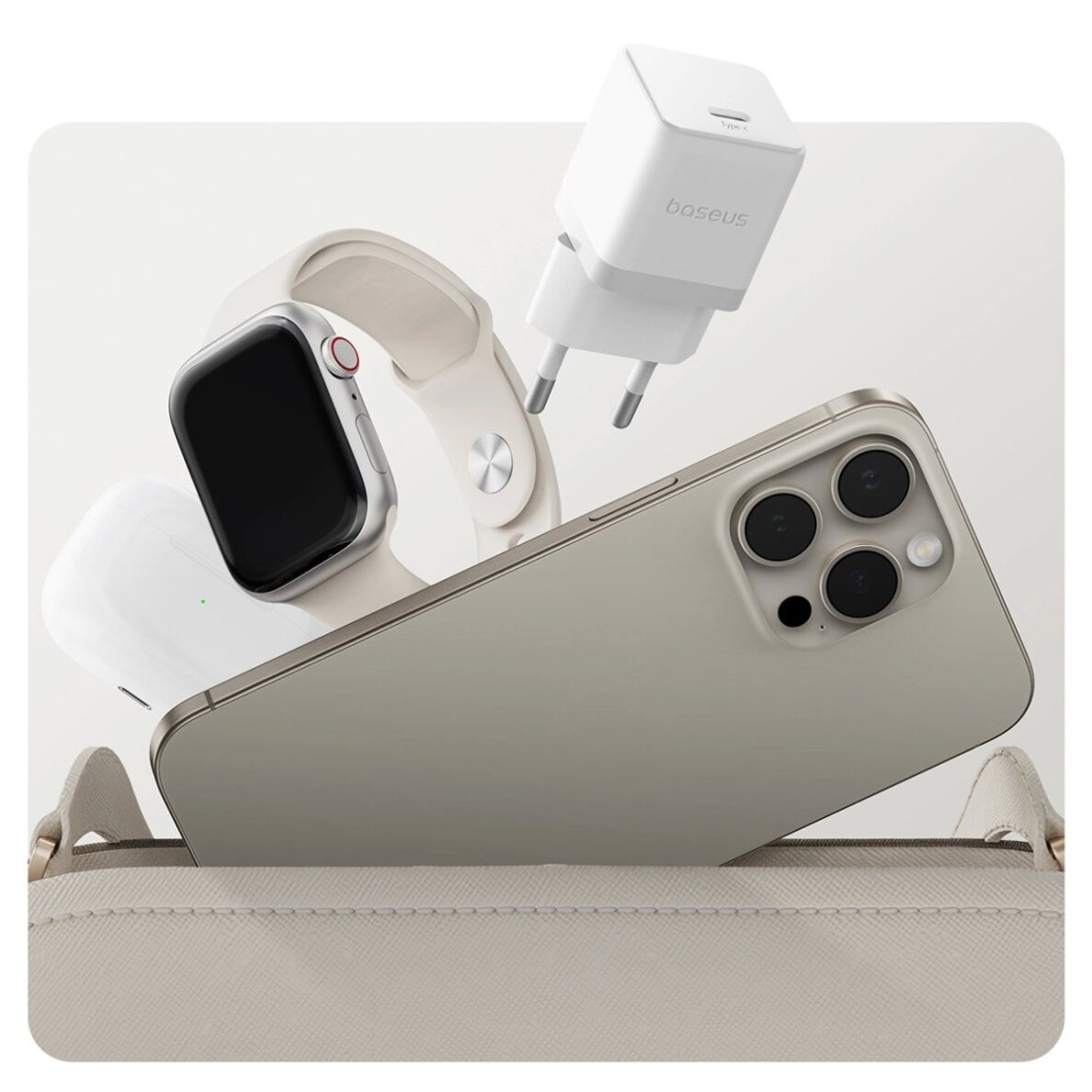 Sieninis įkroviklis Baseus Palm 20 W USB-C – baltas 8