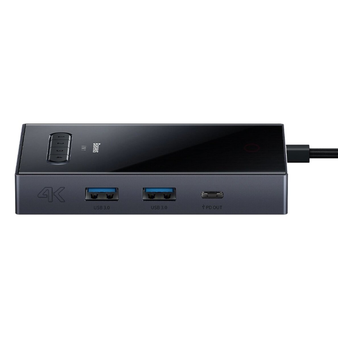 USB-C hubas Baseus PioneerJoy 8-in-1 HDMI 4K@60Hz + HDMI 4K@30Hz + DisplayPort 8K@30Hz + VGA + 2 × USB-A 3.0 + 2 × USB-C – pilkas 1 USB-C hubas Baseus PioneerJoy 8-in-1 HDMI 4K@60Hz + HDMI 4K@30Hz + DisplayPort 8K@30Hz + VGA + 2 × USB-A 3.0 + 2 × USB-C – pilkas 1