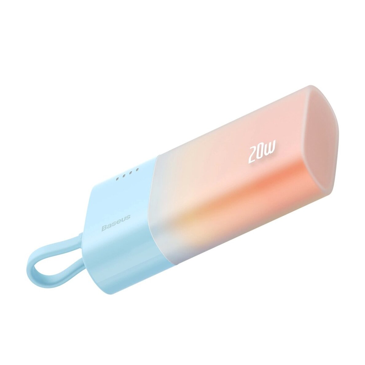 Išorinė baterija Baseus Popsicle 5200 mAh 20 W su integruotu Lightning kabeliu (+ baltas Baseus Simple USB-C – USB-C 60 W 20 V/3 A 30 cm kabelis) – mėlyna / oranžinė 1 Išorinė baterija Baseus Popsicle 5200 mAh 20 W su integruotu Lightning kabeliu (+ baltas Baseus Simple USB-C – USB-C 60 W 20 V/3 A 30 cm kabelis) – mėlyna / oranžinė 1