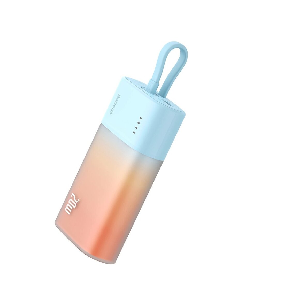 Išorinė baterija Baseus Popsicle 5200 mAh 20 W su integruotu Lightning kabeliu (+ baltas Baseus Simple USB-C – USB-C 60 W 20 V/3 A 30 cm kabelis) – mėlyna / oranžinė 5