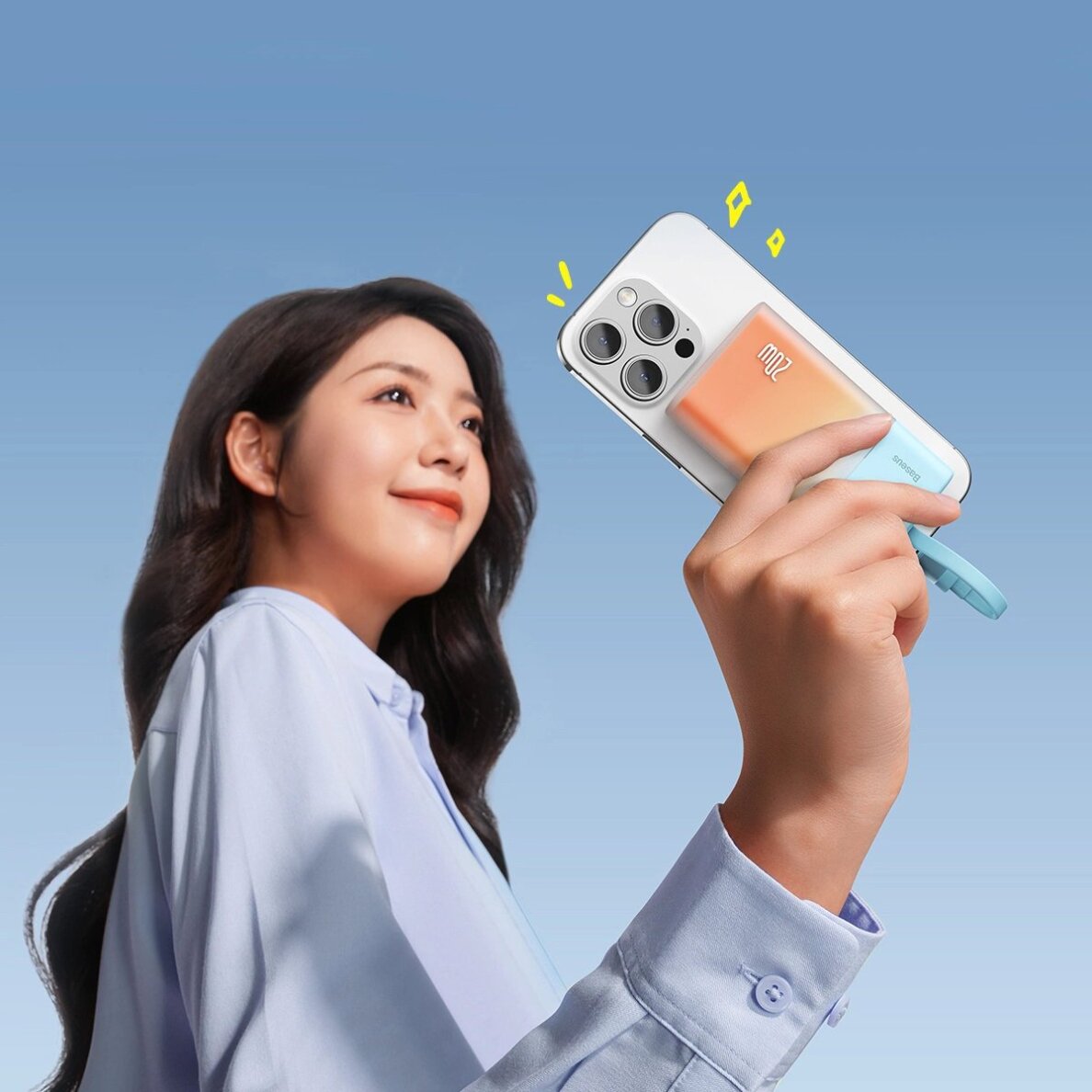 Išorinė baterija Baseus Popsicle 5200 mAh 20 W su integruotu Lightning kabeliu (+ baltas Baseus Simple USB-C – USB-C 60 W 20 V/3 A 30 cm kabelis) – mėlyna / oranžinė 7 Išorinė baterija Baseus Popsicle 5200 mAh 20 W su integruotu Lightning kabeliu (+ baltas Baseus Simple USB-C – USB-C 60 W 20 V/3 A 30 cm kabelis) – mėlyna / oranžinė 7