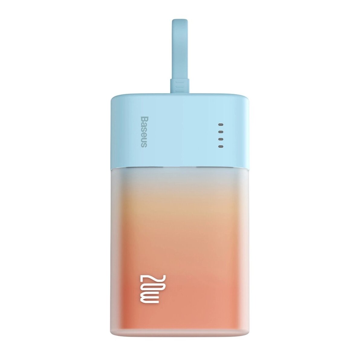 Išorinė baterija Baseus Popsicle 5200 mAh 20 W su integruotu Lightning kabeliu (+ baltas Baseus Simple USB-C – USB-C 60 W 20 V/3 A 30 cm kabelis) – mėlyna / oranžinė Išorinė baterija Baseus Popsicle 5200 mAh 20 W su integruotu Lightning kabeliu (+ baltas Baseus Simple USB-C – USB-C 60 W 20 V/3 A 30 cm kabelis) – mėlyna / oranžinė