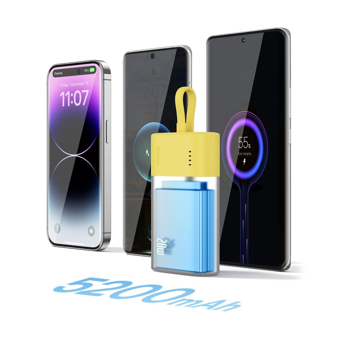 Išorinė baterija Baseus Popsicle 5200 mAh 20 W su integruotu Lightning kabeliu (+ baltas Baseus Simple USB-C – USB-C 60 W 20 V/3 A 30 cm kabelis) – geltona / rožinė 8 Išorinė baterija Baseus Popsicle 5200 mAh 20 W su integruotu Lightning kabeliu (+ baltas Baseus Simple USB-C – USB-C 60 W 20 V/3 A 30 cm kabelis) – geltona / rožinė 8