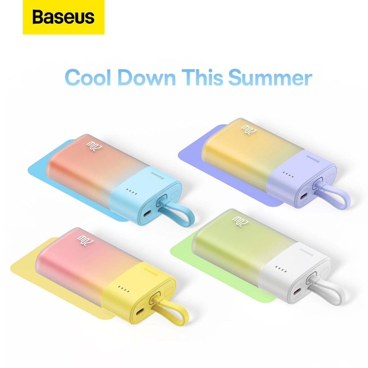 Išorinė baterija Baseus Popsicle 5200 mAh 20 W su integruotu Lightning kabeliu (+ baltas Baseus Simple USB-C – USB-C 60 W 20 V/3 A 30 cm kabelis) – geltona / rožinė 9 Išorinė baterija Baseus Popsicle 5200 mAh 20 W su integruotu Lightning kabeliu (+ baltas Baseus Simple USB-C – USB-C 60 W 20 V/3 A 30 cm kabelis) – geltona / rožinė 9