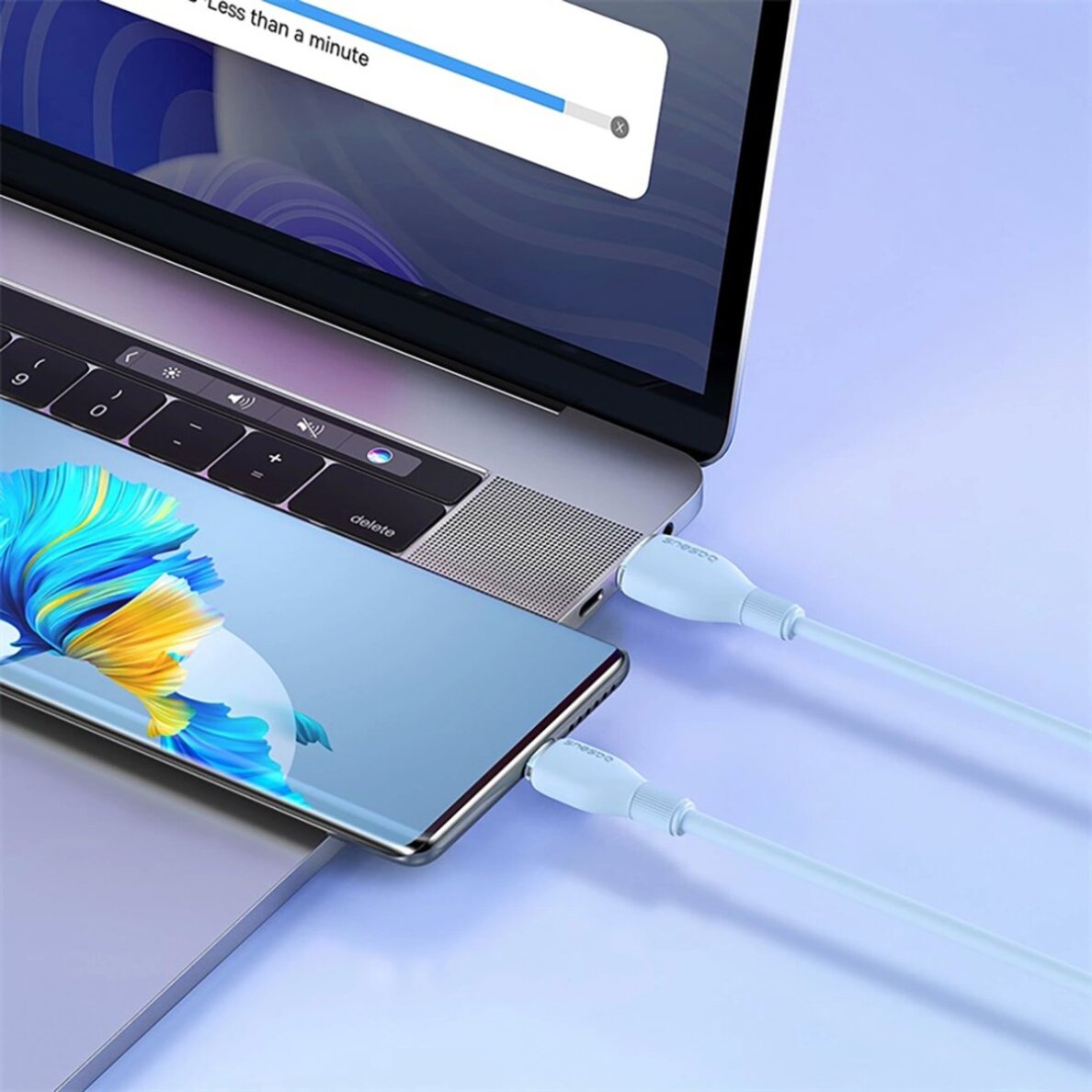 Krovimo kabelis Baseus Pudding 100 W USB-A – USB-C 2 m – mėlynas 7 Krovimo kabelis Baseus Pudding 100 W USB-A – USB-C 2 m – mėlynas 7