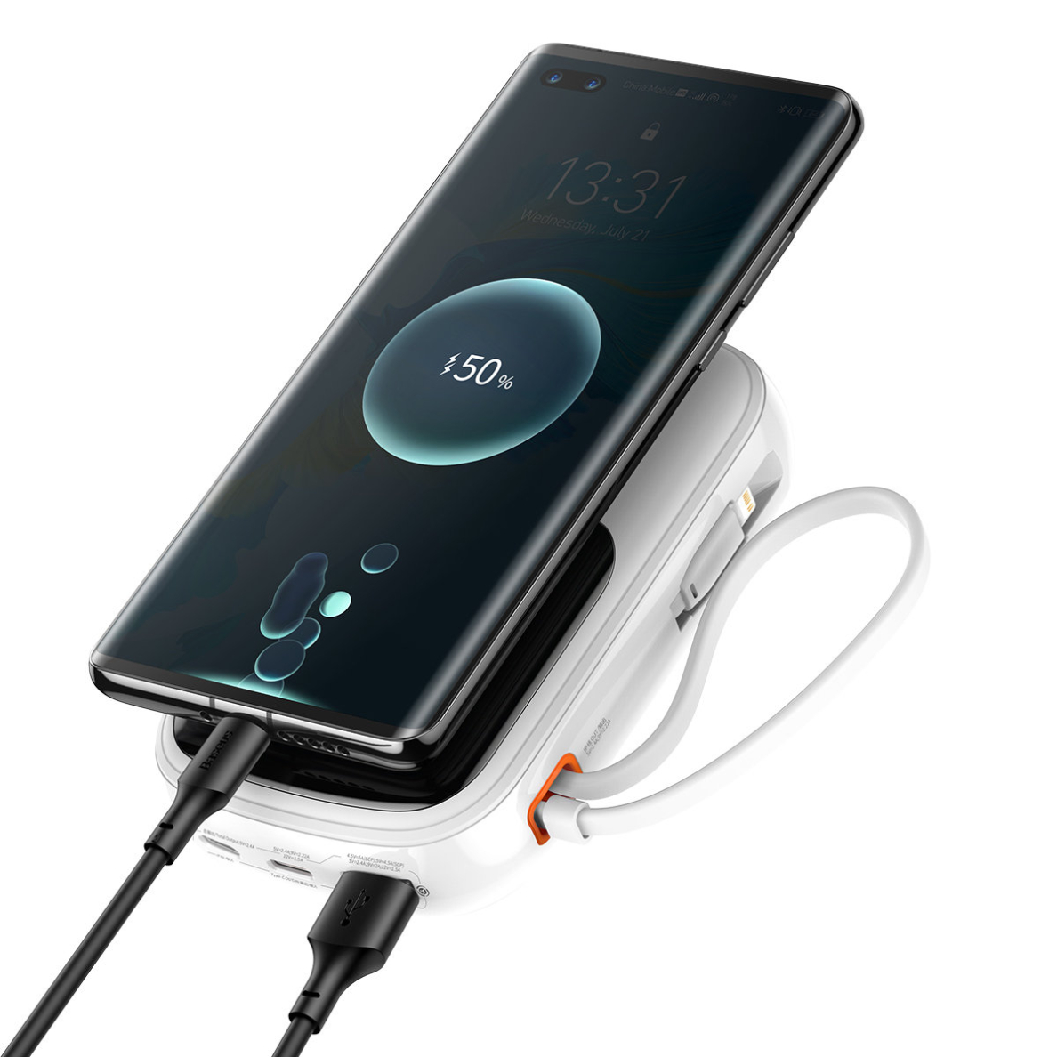 Baseus Qpow Digital Display Power Bank with Fast Charging 10000mAh 20W QC/PD/SCP/FCP with Built-in Lightning Cable Baltas 1 Baseus Qpow Digital Display Power Bank with Fast Charging 10000mAh 20W QC/PD/SCP/FCP with Built-in Lightning Cable Baltas 1