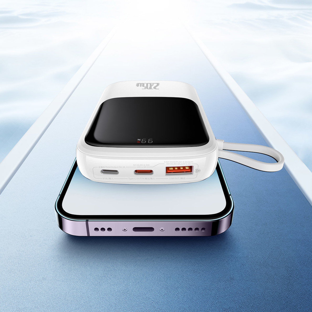 Baseus Qpow Digital Display Power Bank with Fast Charging 10000mAh 20W QC/PD/SCP/FCP with Built-in Lightning Cable Baltas 10 Baseus Qpow Digital Display Power Bank with Fast Charging 10000mAh 20W QC/PD/SCP/FCP with Built-in Lightning Cable Baltas 10