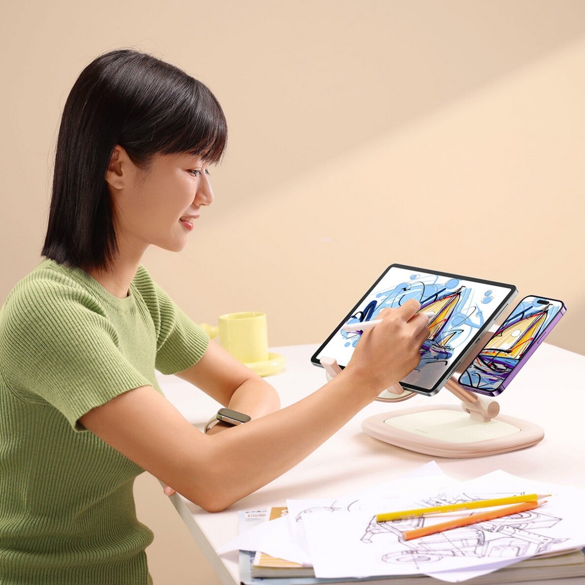 Baseus Seashell Series adjustable tablet/phone stand - pink 10