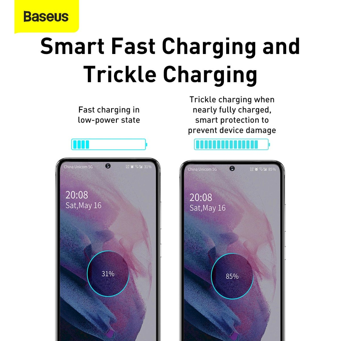 Baseus Si USB-C 25W 3A greitas įkroviklis su USB-C / USB-C 1 m kabeliu – baltas 17