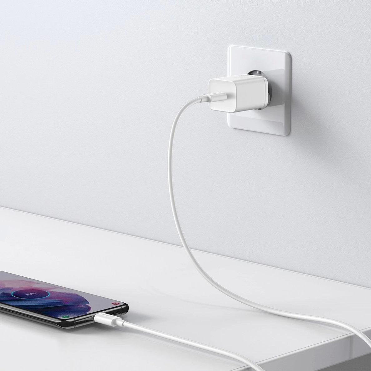 Baseus Si USB-C 25W 3A greitas įkroviklis su USB-C / USB-C 1 m kabeliu – baltas 8