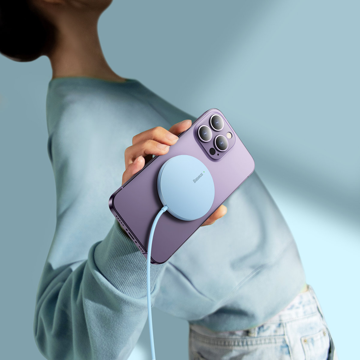 Baseus Simple Mini3 magnetic charger MagSafe Qi 15W blue 8 Baseus Simple Mini3 magnetic charger MagSafe Qi 15W blue 8