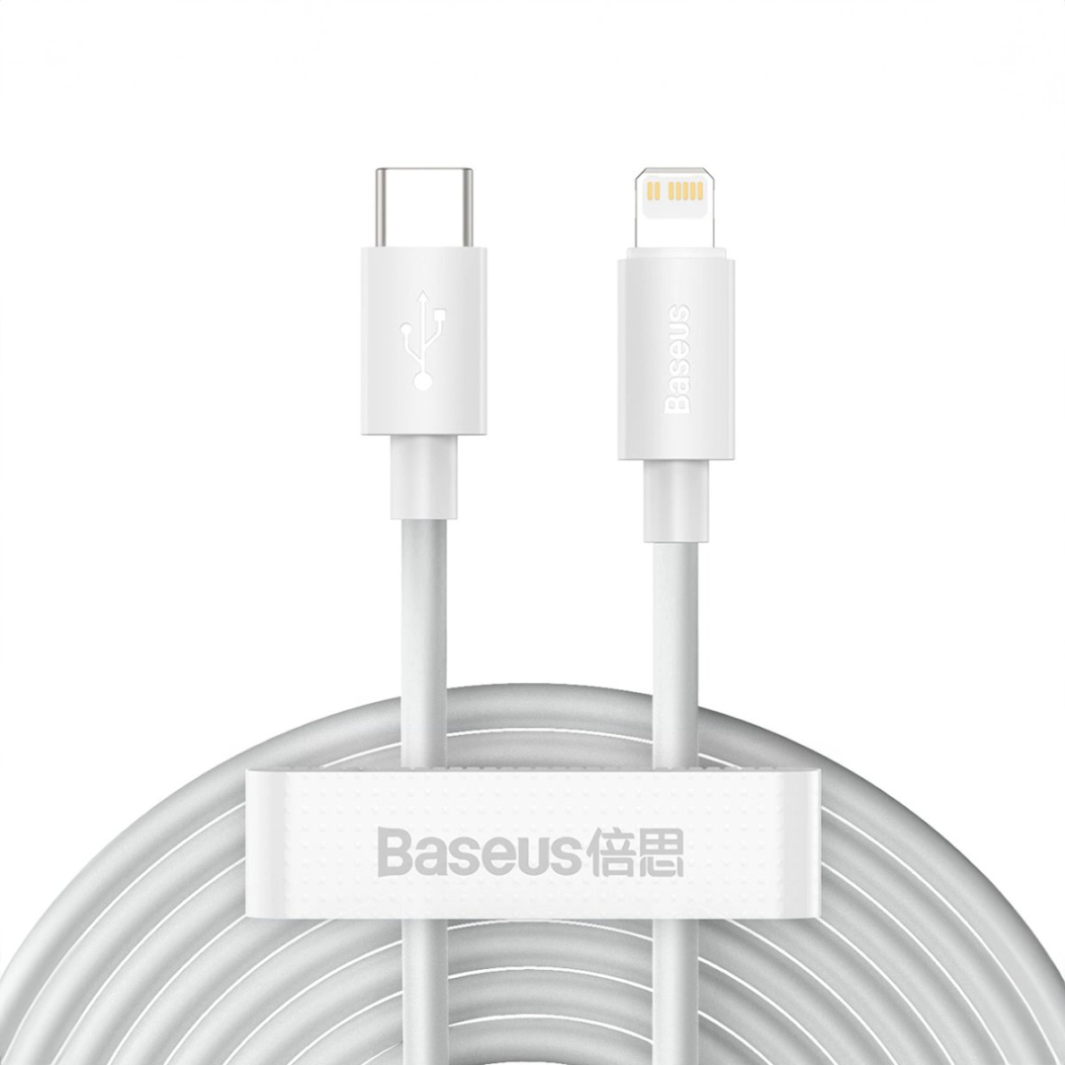 Baseus Simple Wisdom Lightning / USB-C kabelis 20W 1.5 m, 2 vnt. – baltas 1