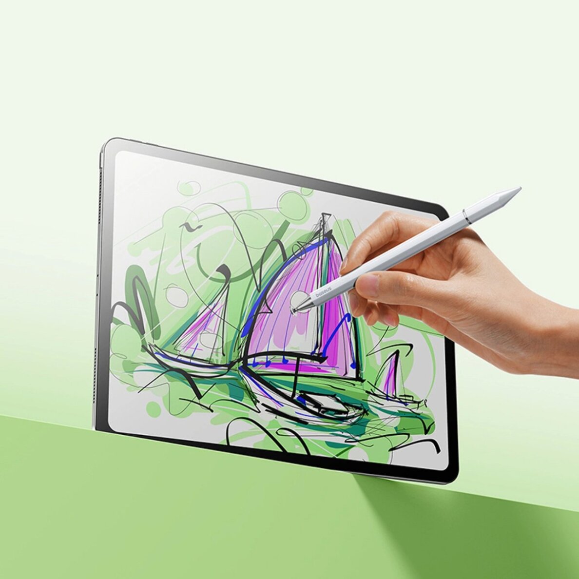 Planšetės rašiklis Baseus Smooth Writing III 3in1 pasyvus magnetinis – baltas 7 Planšetės rašiklis Baseus Smooth Writing III 3in1 pasyvus magnetinis – baltas 7