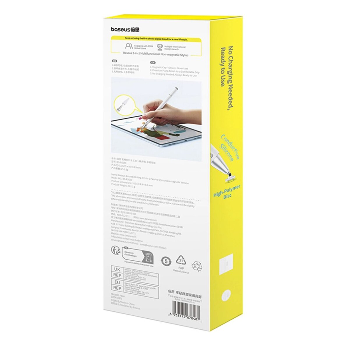 Planšetės rašiklis Baseus Smooth Writing III 3in1 pasyvus nemagnetinis – baltas 6