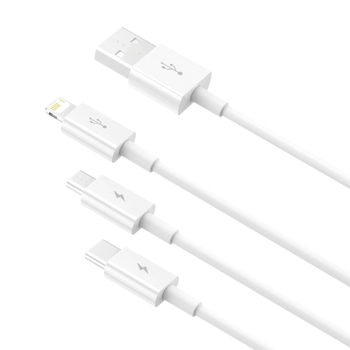 Baseus Superior Series USB-A - USB-C / Lightning / micro USB 3.5A Kabelis 1m - baltas 3 Baseus Superior Series USB-A - USB-C / Lightning / micro USB 3.5A Kabelis 1m - baltas 3